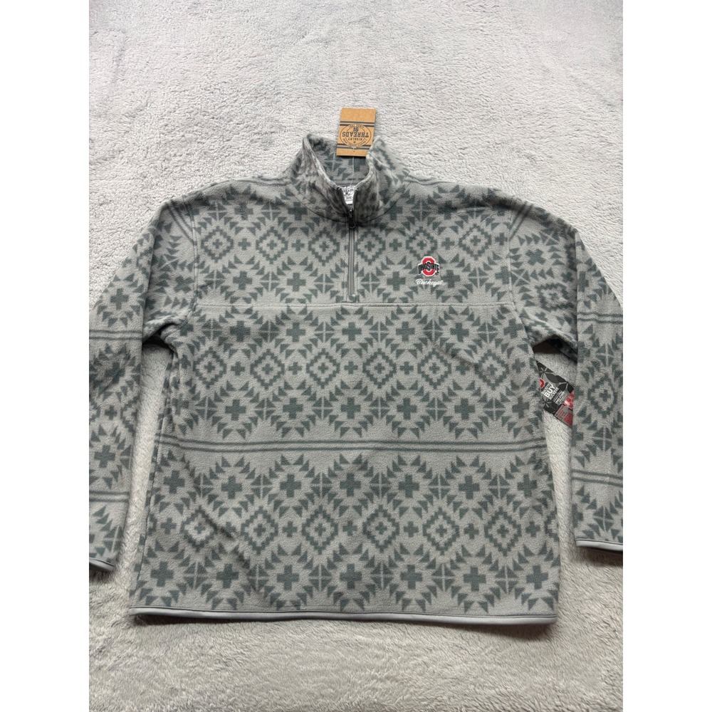 Ohio State Buckeyes Womens Grey Geometric Fleece Quarter Zip M‎ Rivalry Threads